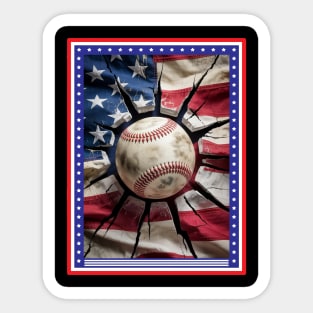 Patriotic Baseball 4th Of July USA American Flag Sticker